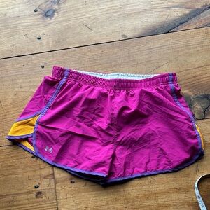 Under Armour Women's Fuchsia and Gold Athletic Shorts